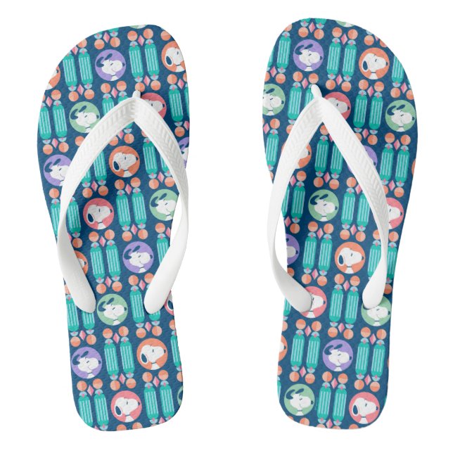 Peanuts | Snoopy Dark Blue Deco Dreams Pattern Thongs (Footbed)