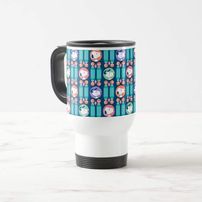 Peanuts | Snoopy Dark Blue Deco Dreams Pattern Travel Mug (Front Left)