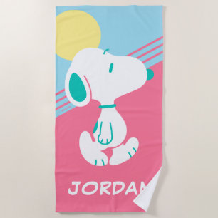 Peanuts   Snoopy Deco Dreams Sun   Add Your Name Beach Towel