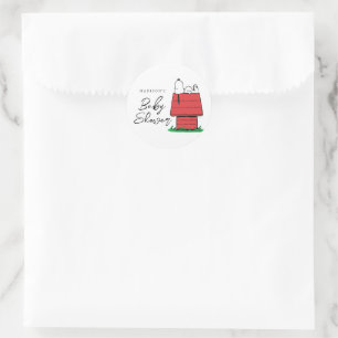 Peanuts Snoopy Dog House   Baby Shower Classic Round Sticker