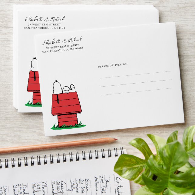 Peanuts Snoopy Dog House | Baby Shower Envelope (Stacked)