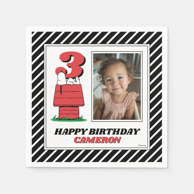 Peanuts Snoopy Dog House Birthday Napkins (Front)