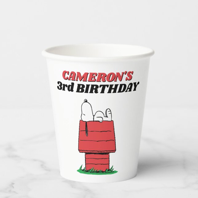 Peanuts Snoopy Dog House Birthday Paper Cups (Front)