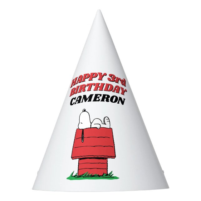 Peanuts Snoopy Dog House Birthday Party Hat (Front)