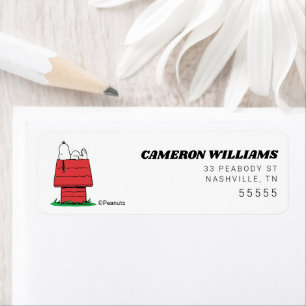 Peanuts Snoopy Dog House Birthday Return Address Label