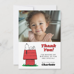 Peanuts Snoopy Dog House Birthday Thank You Card