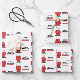 Peanuts Snoopy Dog House Birthday Wrapping Paper Sheet