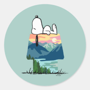 Peanuts   Snoopy Dog House Go Wild Classic Round Sticker