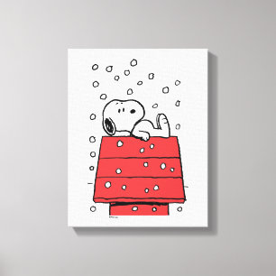 Peanuts Snoopy Doghouse Snowflakes Canvas Print