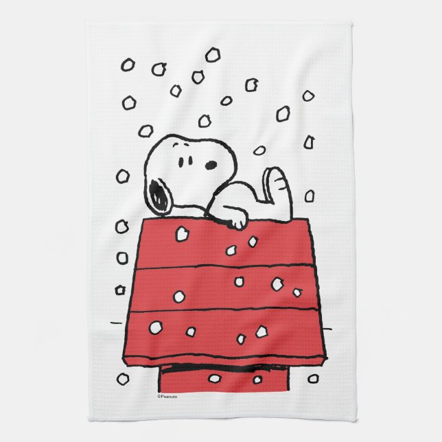 Peanuts | Snoopy Doghouse Snowflakes Tea Towel (Vertical)