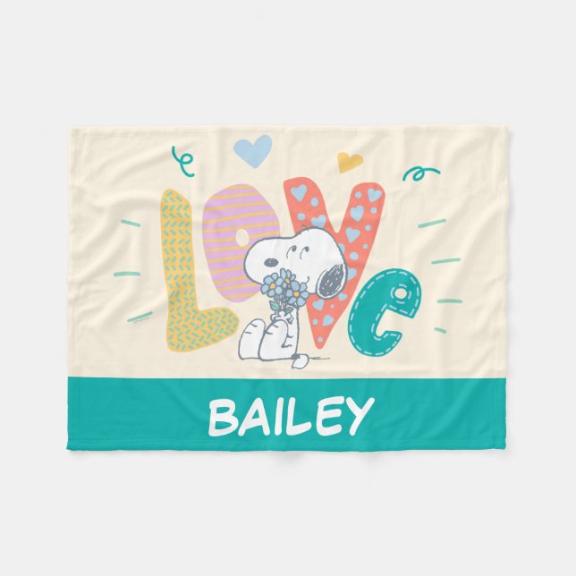 Peanuts | Snoopy Flower Love Fleece Blanket (Front (Horizontal))