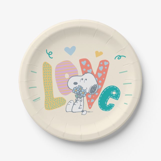 Peanuts | Snoopy Flower Love Paper Plate (Front)