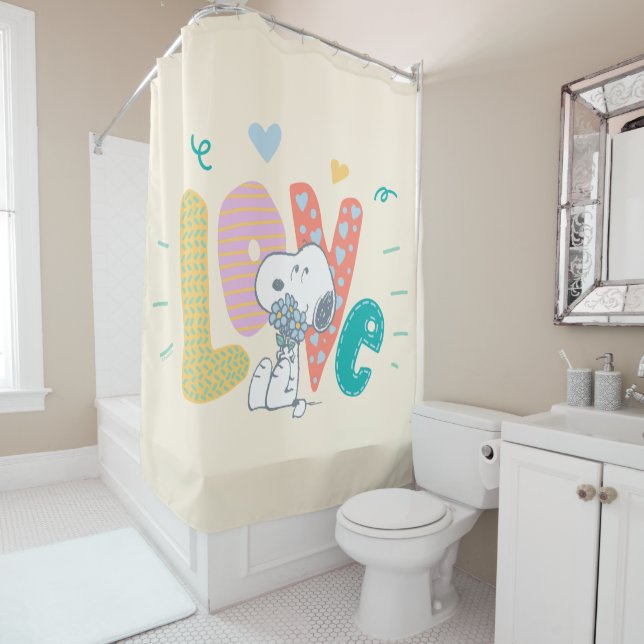 Peanuts | Snoopy Flower Love Shower Curtain (In Situ)