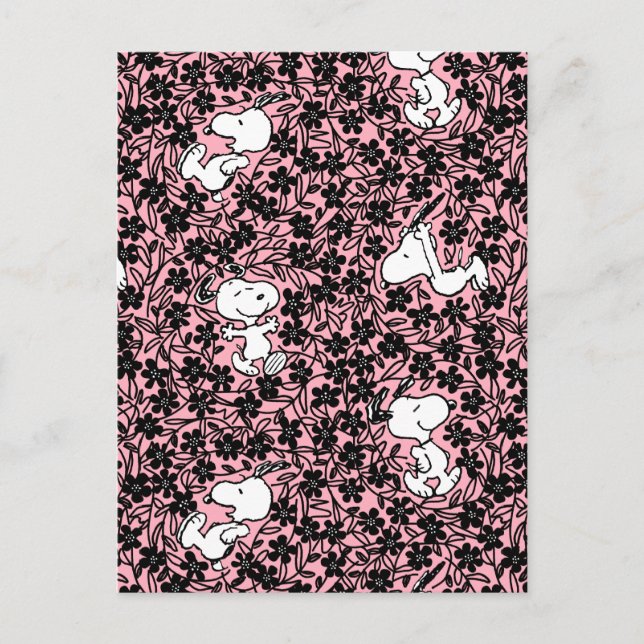 Peanuts | Snoopy Flower Vine Pattern Postcard (Front)