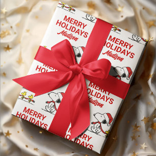 Peanuts   Snoopy & Friends Winter   Add Your Name Wrapping Paper