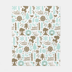 Peanuts   Snoopy Frosty Christmas Pattern Fleece Blanket