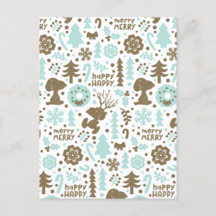 Peanuts   Snoopy Frosty Christmas Pattern Postcard