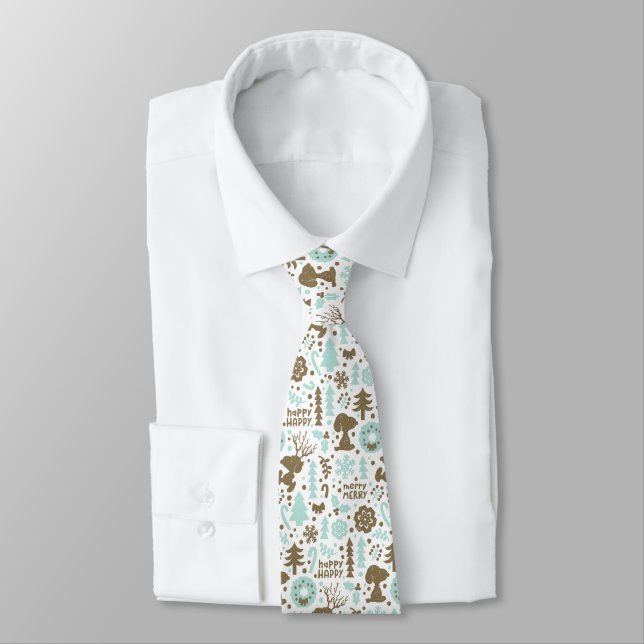 Peanuts | Snoopy Frosty Christmas Pattern Tie (Tied)
