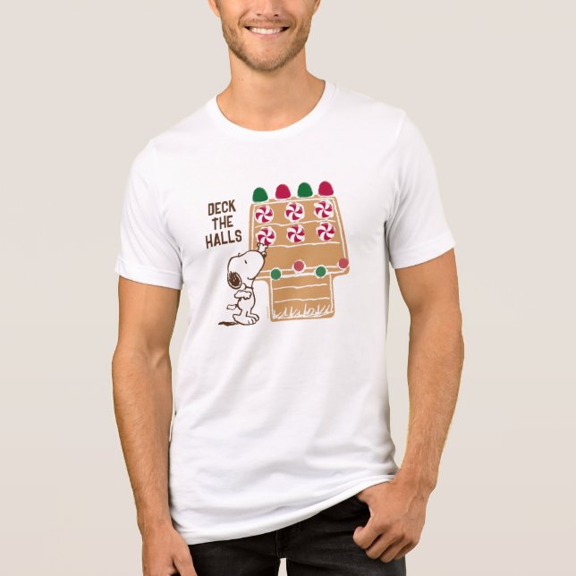 Peanuts | Snoopy Gingerbread House Tri-Blend Shirt (Front)