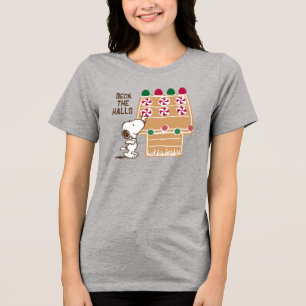 Peanuts Snoopy Gingerbread House Tri-Blend Shirt