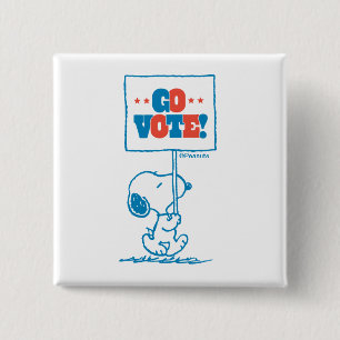 Peanuts Snoopy - Go Vote Sign 15 Cm Square Badge