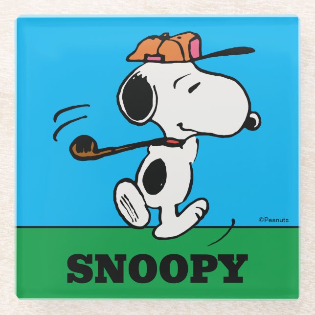 Peanuts | Snoopy Golf Swing Glass Coaster (Front)
