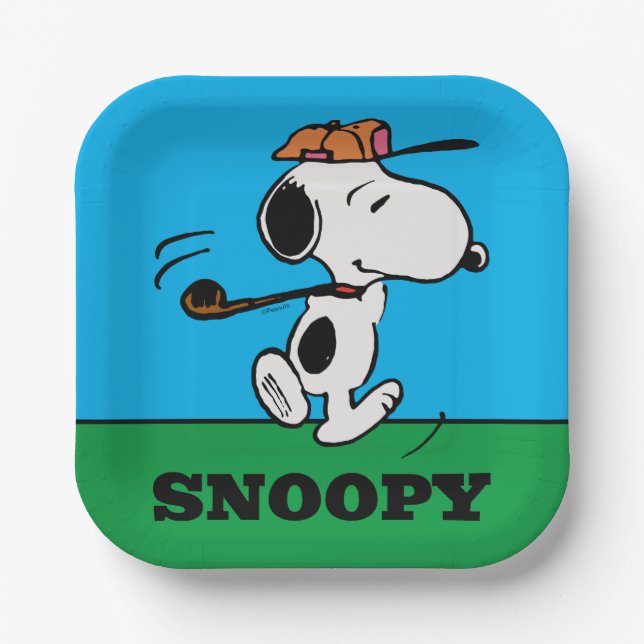 Peanuts | Snoopy Golf Swing Paper Plate (Front)