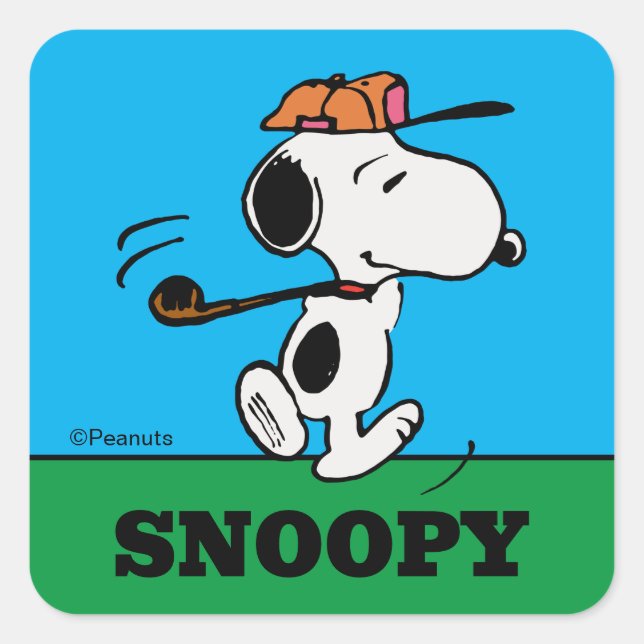 Peanuts | Snoopy Golf Swing Square Sticker (Front)
