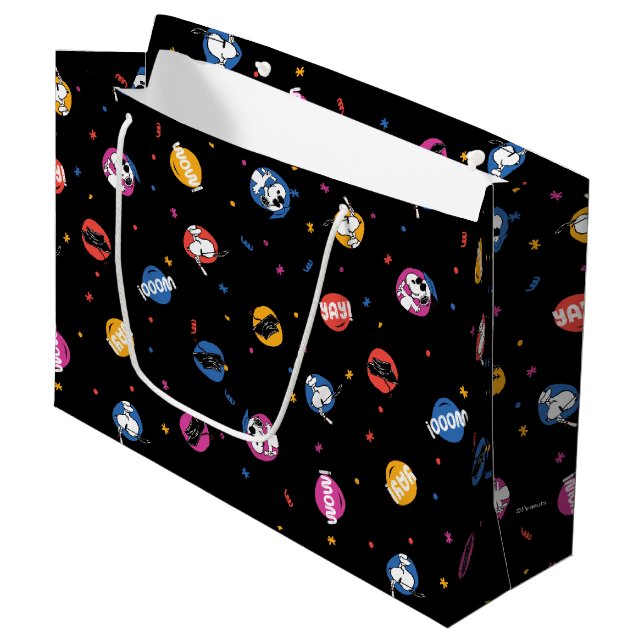 Peanuts Snoopy Graduation Celebration Pattern Large Gift Bag (Front Angled)