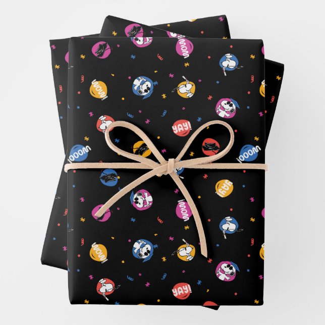 Peanuts Snoopy Graduation Celebration Pattern Wrapping Paper Sheet (In situ)