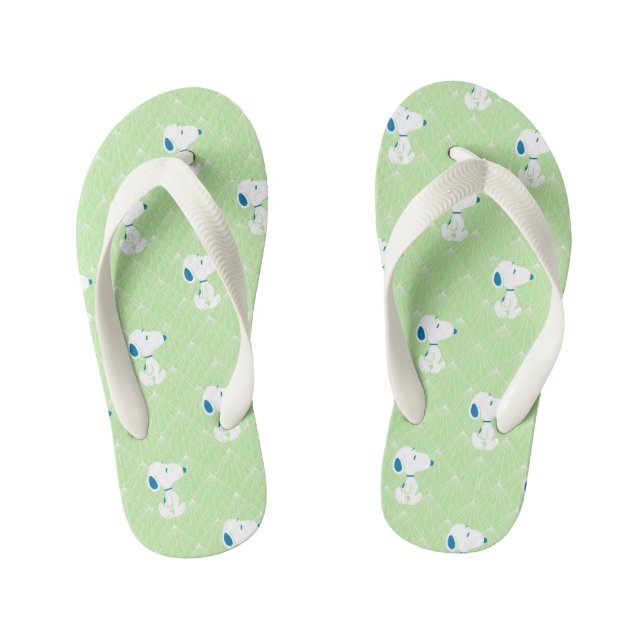 Peanuts | Snoopy Green Deco Dreams Pattern Kid's Thongs (Footbed)