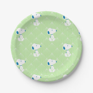 Peanuts   Snoopy Green Deco Dreams Pattern Paper Plate