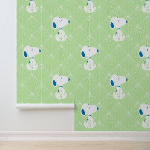 Peanuts Snoopy Green Deco Dreams Pattern Wallpaper
