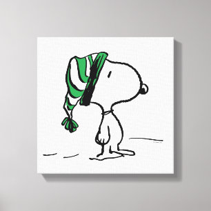 Peanuts Snoopy Green Snow Cap Canvas Print
