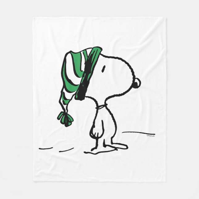 Peanuts | Snoopy Green Snow Cap Fleece Blanket (Front)