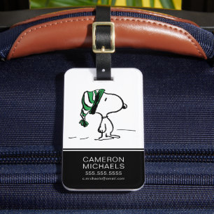 Peanuts   Snoopy Green Snow Cap Luggage Tag