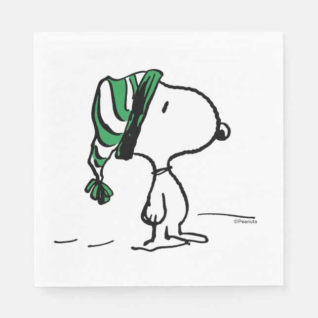 Peanuts | Snoopy Green Snow Cap Napkin (Front)