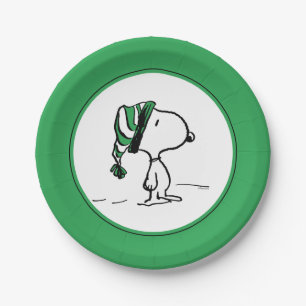 Peanuts   Snoopy Green Snow Cap Paper Plate