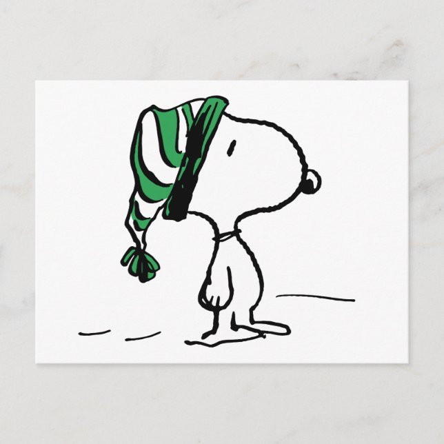 Peanuts | Snoopy Green Snow Cap Postcard (Front)