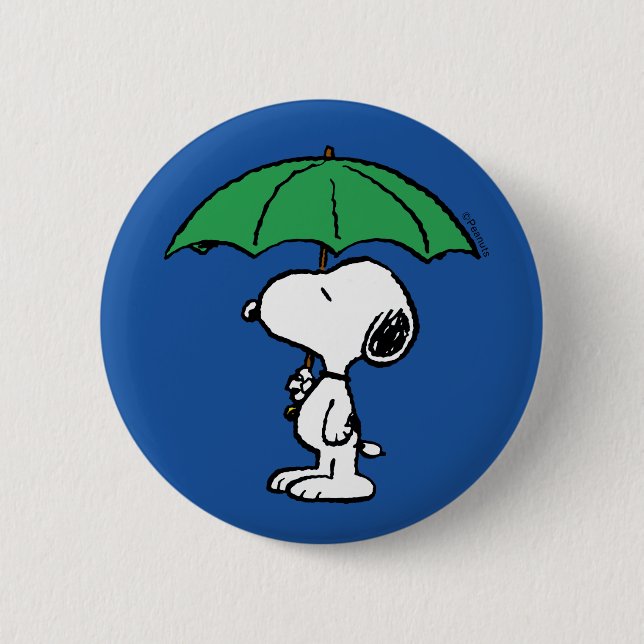 Peanuts | Snoopy Green Umbrella 6 Cm Round Badge (Front)