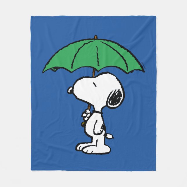 Peanuts | Snoopy Green Umbrella Fleece Blanket (Front)