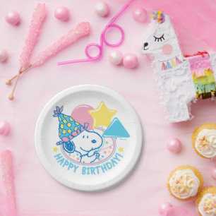 PEANUTS   Snoopy Happy Birthday Balloons Paper Plate
