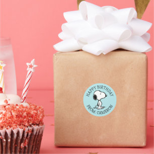 Peanuts   Snoopy   Happy Birthday Classic Round Sticker
