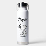 Peanuts | Snoopy Happy Dance | Add Your Name Water Bottle<br><div class="desc">Snoopy is the loveable pet beagle of Charlie Brown in the comic strip Peanuts by Charles M. Schulz. Check out this cute Peanuts design featuring this loveable dog.</div>