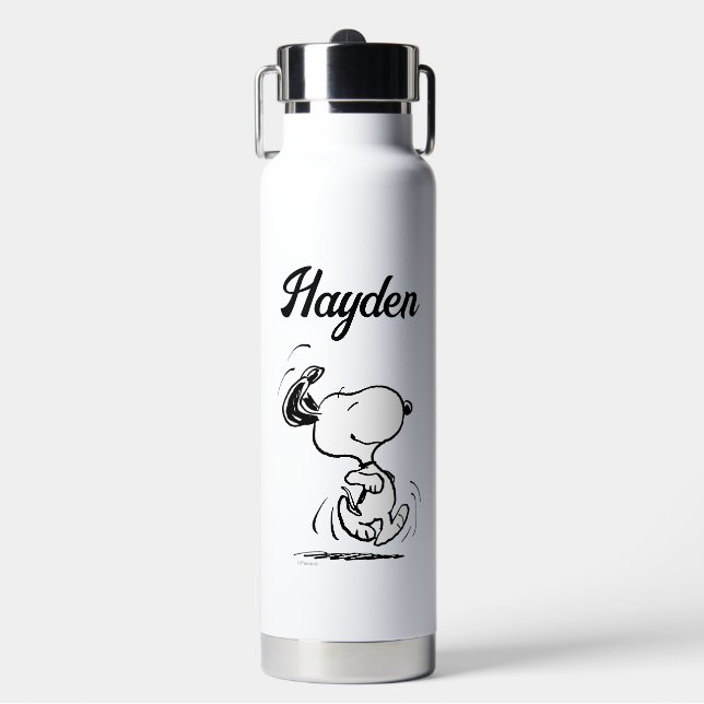 Peanuts | Snoopy Happy Dance | Add Your Name Water Bottle (Front)