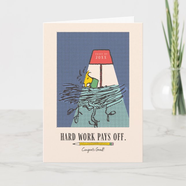 Peanuts Snoopy Hard Work Pays Off Graduation Card (Front)