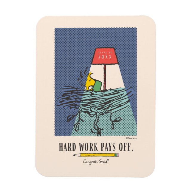 Peanuts Snoopy Hard Work Pays Off Graduation Magnet (Vertical)