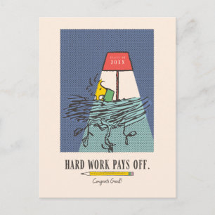 Peanuts Snoopy Hard Work Pays Off Graduation Postcard
