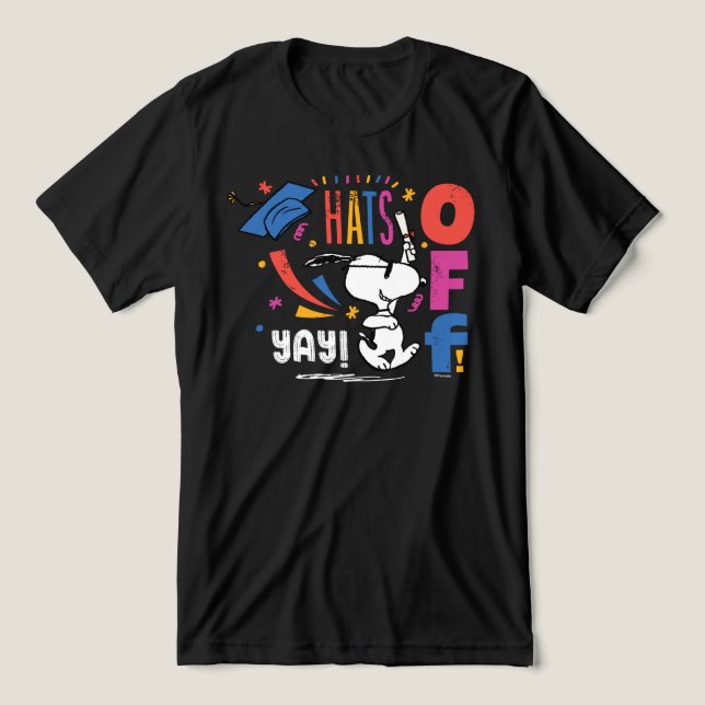 Peanuts Snoopy Hats Off To You Graduation Congrats Tri-Blend Shirt (Design Front)