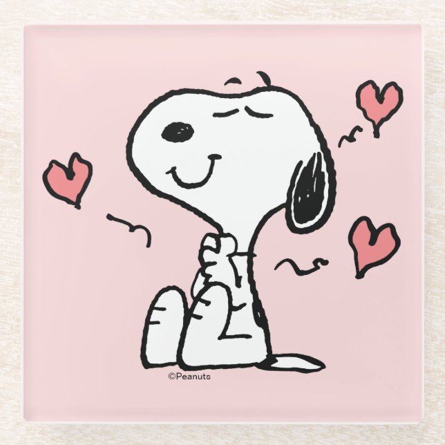 Peanuts | Snoopy Hearts Glass Coaster (Front)